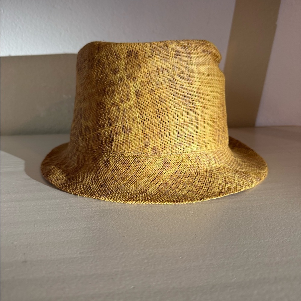 Vintage Straw Bucket Hat Leopard
